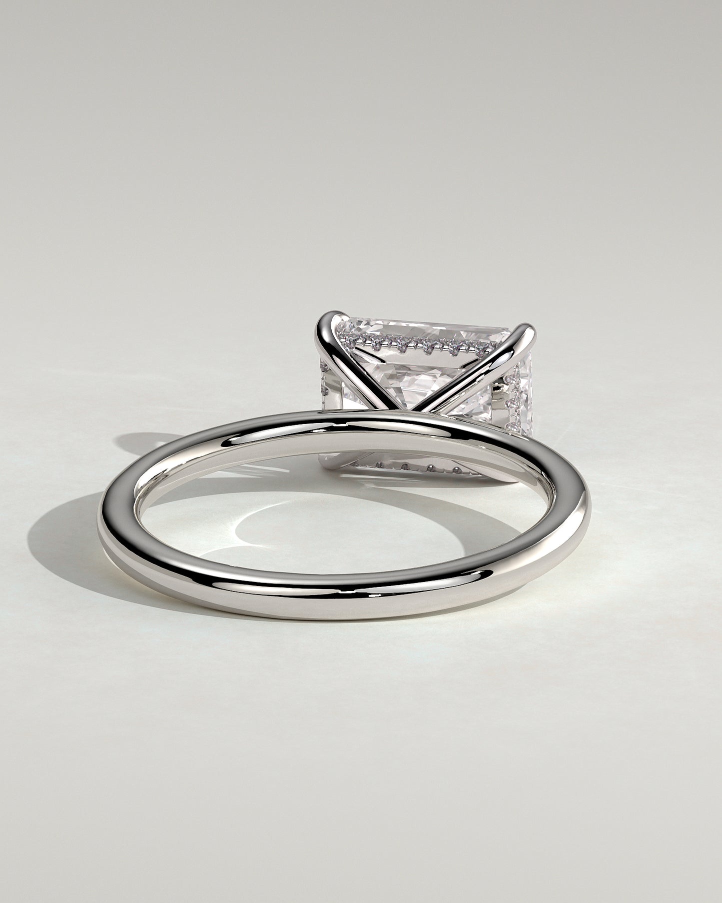 Francene - Radiant East West Claw Solitaire with Hidden Halo Engagement Ring - Platinum - White Gold / Platinum 2ct