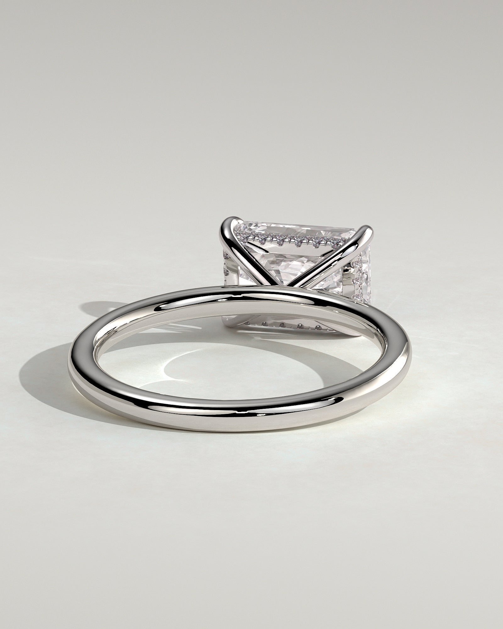 Francene - Radiant East West Claw Solitaire with Hidden Halo Engagement Ring - Platinum - White Gold / Platinum 2ct