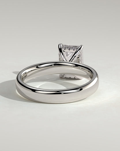 Kate - Emerald Claw Solitaire with Cigar Band and Hidden Halo Engagement Ring - Platinum