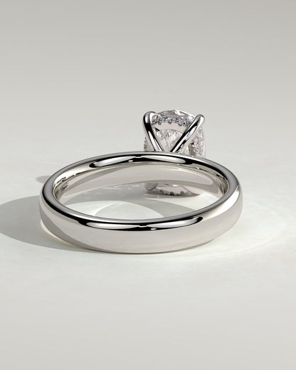 Cora - Elongated Cushion Claw Solitaire with Cigar Band and Hidden Halo Engagement Ring - Platinum