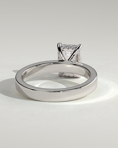 Carmella - Emerald Claw Solitaire with Flat Cigar Band and Hidden Halo Engagement Ring - Platinum