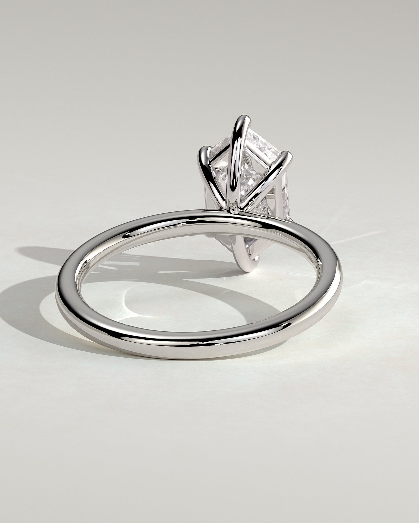 Cynthia - Classic Elongated Hexagon Claw Solitaire Engagement Ring - Platinum - White Gold / Platinum 2ct