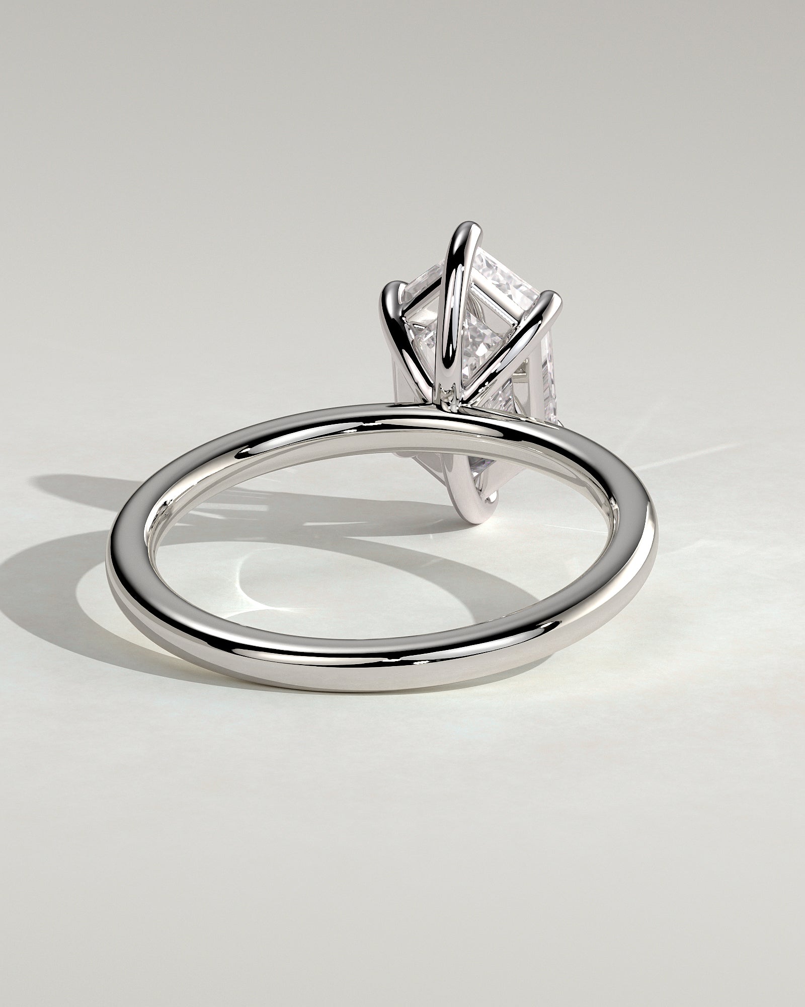 Cynthia - Classic Elongated Hexagon Claw Solitaire Engagement Ring - Platinum - White Gold / Platinum 2ct