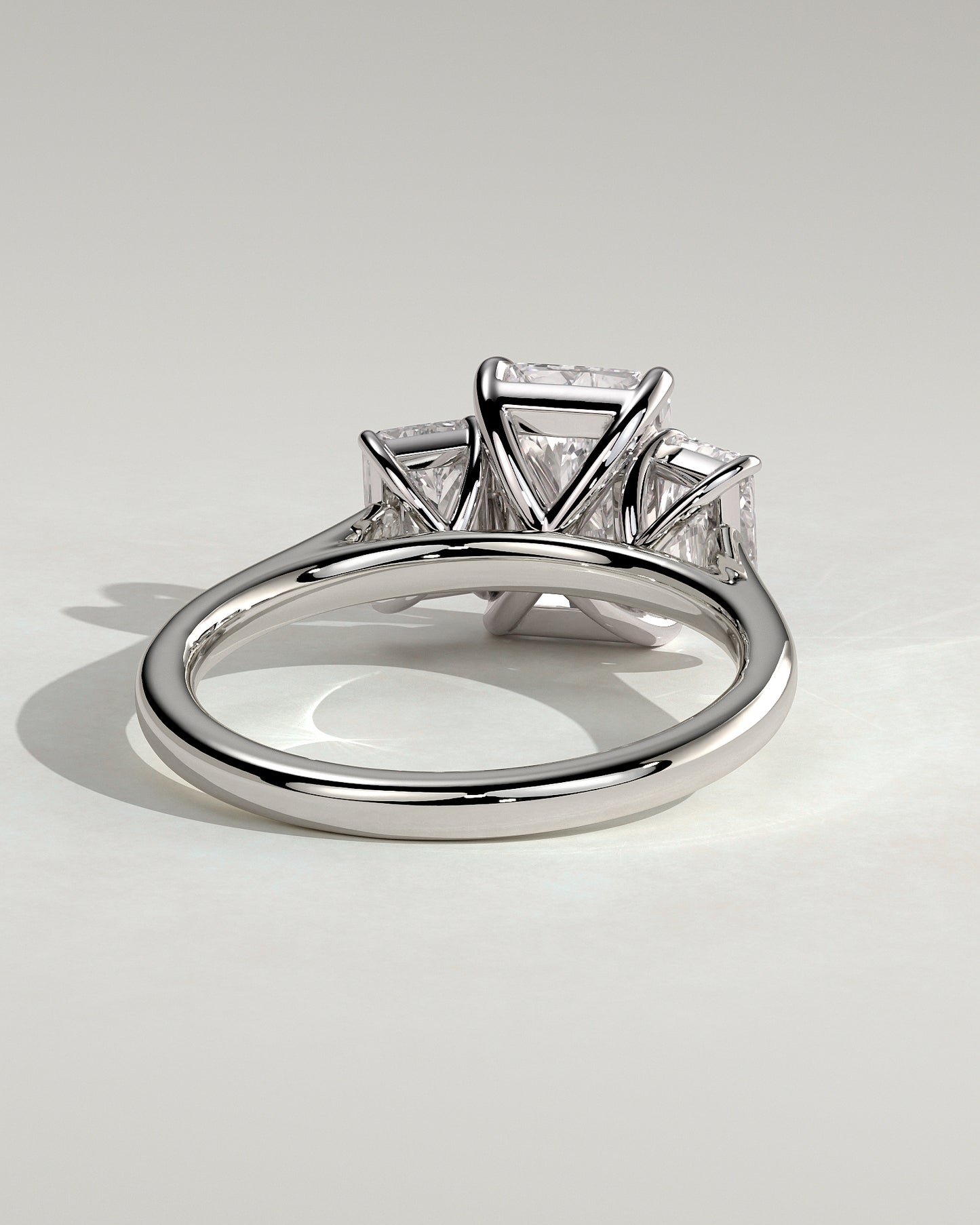 Ayla - Classic Radiant Claw Trilogy Engagement Ring - Platinum - White Gold / Platinum 2ct