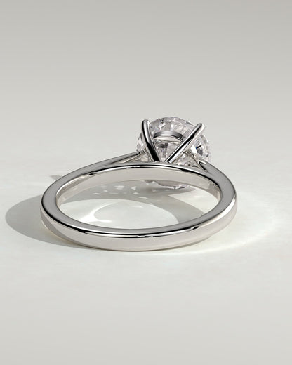 Georgia - Round Claw Solitaire with Flat Band and Cathedral High Setting Engagement Ring - Platinum