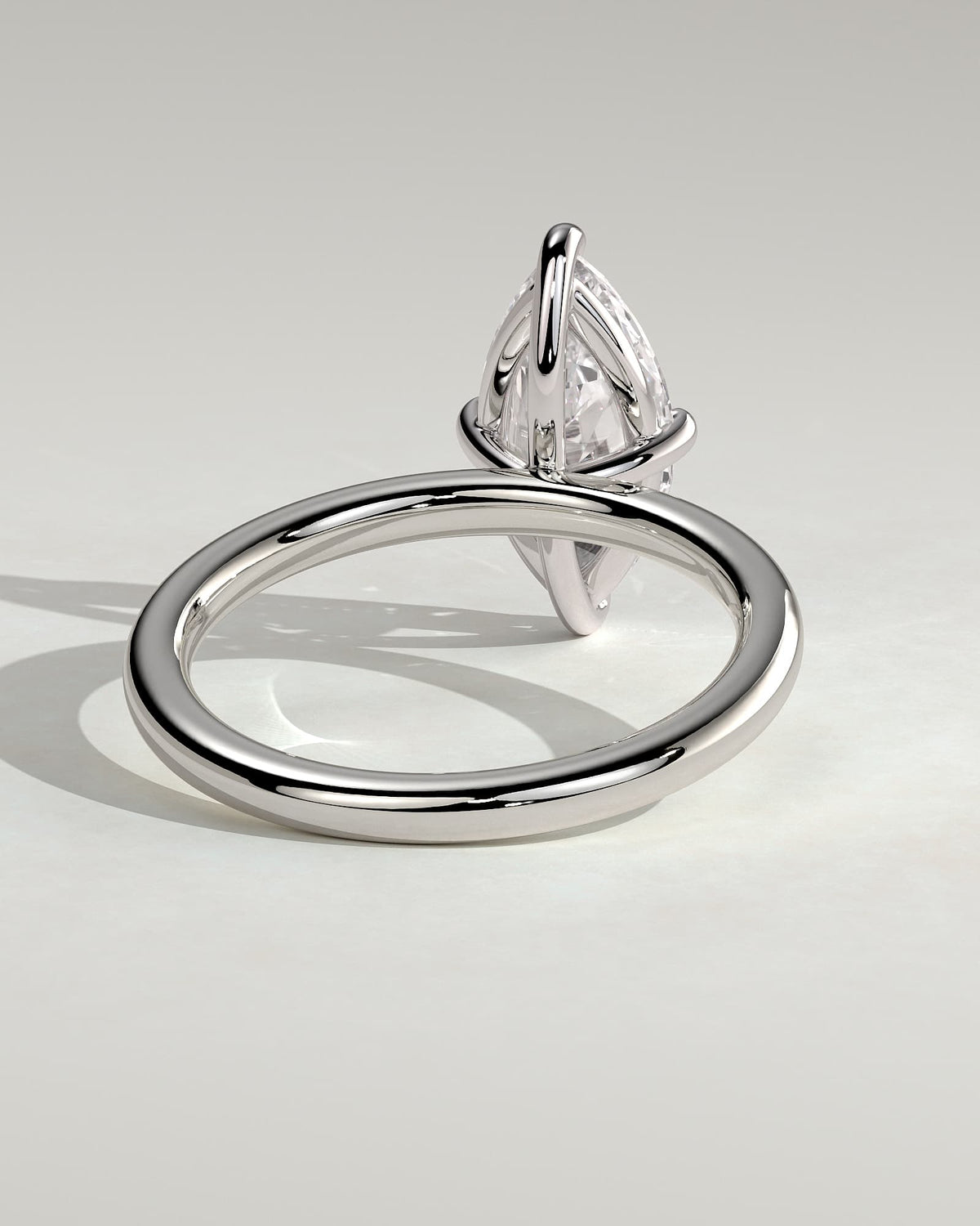 Genevieve - Marquise Claw Solitaire Engagement Ring - White Gold