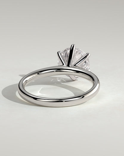 Daniela - Round Claw Solitaire with Solid Cathedral High Setting Engagement Ring - Platinum