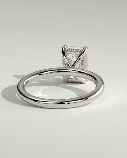 Carly - Radiant Claw Solitaire with Hidden Halo Engagement Ring - Platinum