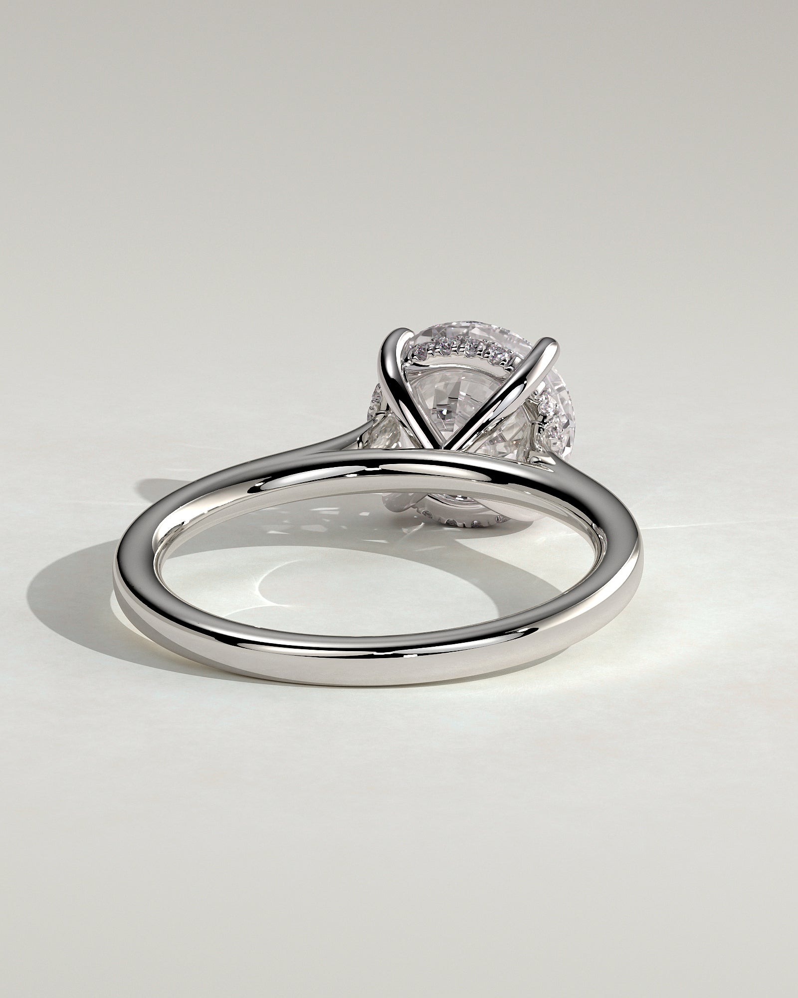 Bonnie - Round Claw Solitaire with Hidden Halo and Cathedral High Setting Engagement Ring - Platinum - White Gold / Platinum 2ct