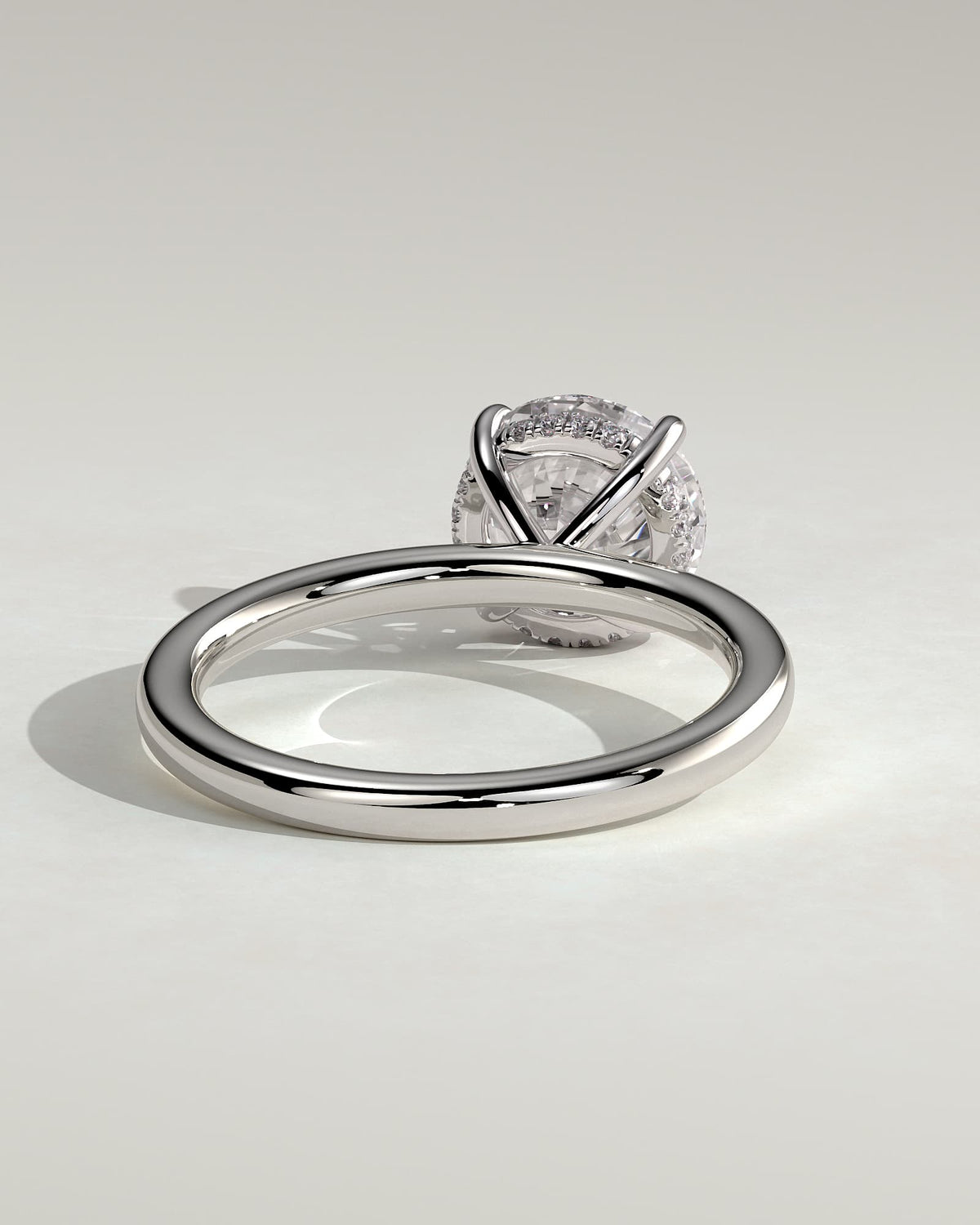 Bindi - Round Claw Solitaire with Hidden Halo Engagement Ring - White Gold