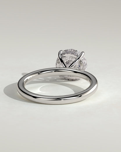 Bindi - Round Claw Solitaire with Hidden Halo Engagement Ring - White Gold
