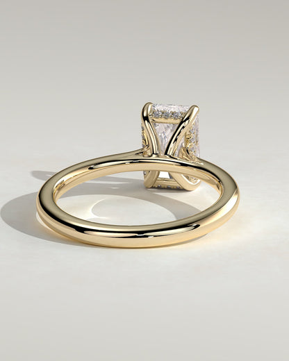 Ari - Radiant Claw Solitaire with Hidden Halo, Tapered Band and Cathedral High Setting Engagement Ring - Yellow Gold - yellow gold - Lara Jewels