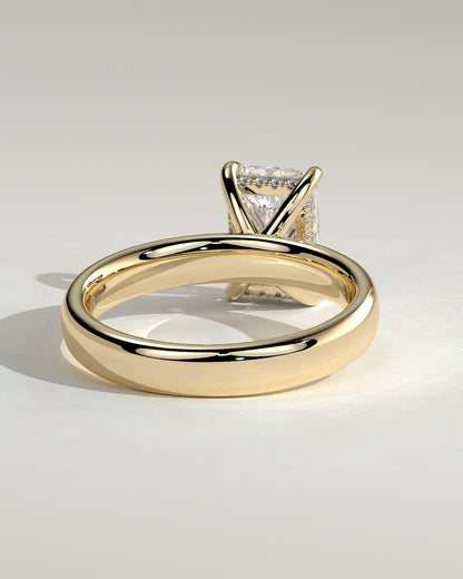 Angelina - Radiant Claw Solitaire with Cigar Band and Hidden Halo Engagement Ring - Yellow Gold - yellow gold - Lara Jewels