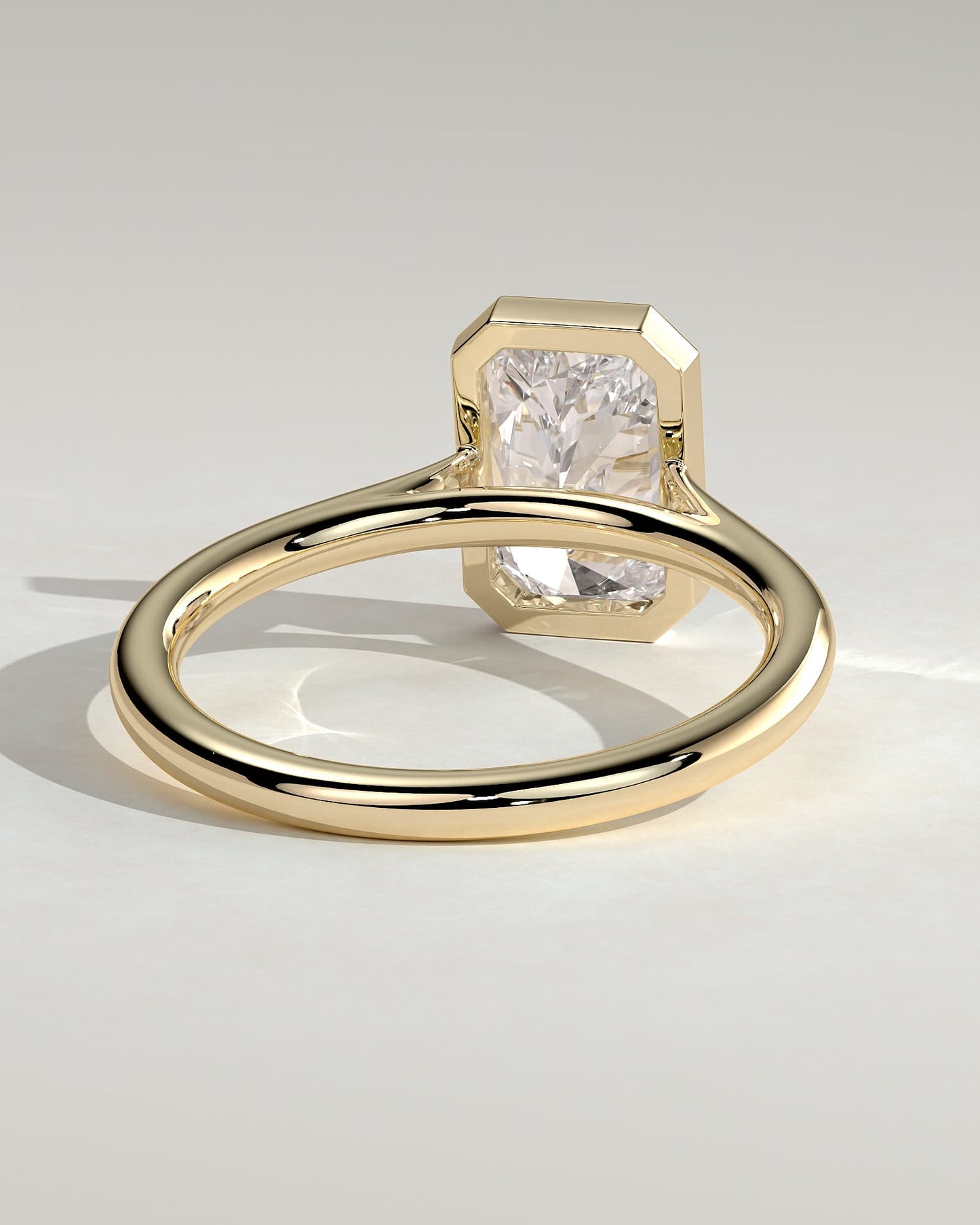 Rachel - Statement Radiant Bezel Solitaire with Open Cathedral High Setting Engagement Ring - Yellow Gold