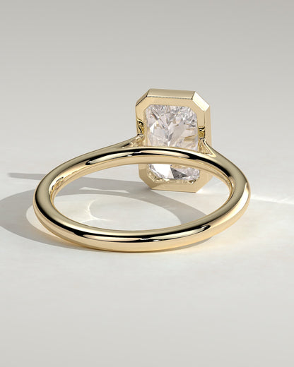 Rachel - Statement Radiant Bezel Solitaire with Open Cathedral High Setting Engagement Ring - Yellow Gold