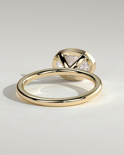 Erin - Oval East West Bezel Solitaire  Engagement Ring - Yellow Gold