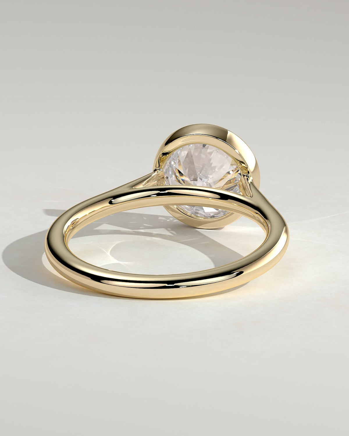 Kaylah - Statement Round Bezel Solitaire with Open Cathedral High Setting Engagement Ring - Yellow Gold