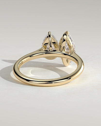 Jana - Pear and Marquise Claw Toi et Moi with Cathedral High Setting Engagement Ring - Yellow Gold