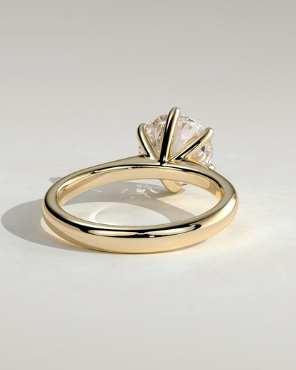 Jacqueline - Round Claw Solitaire with Solid Cathedral Low Setting Engagement Ring - Yellow Gold
