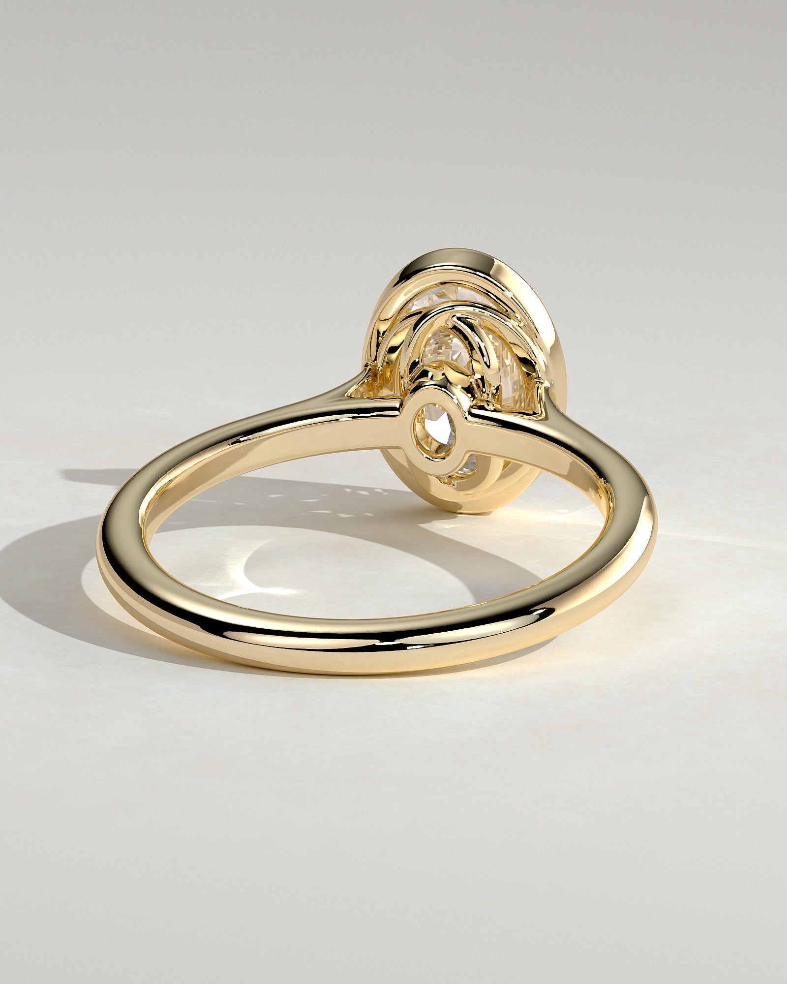 Gemma - Oval Bezel Solitaire with Twisted Gallery Engagement Ring - Yellow Gold - Yellow Gold 2ct