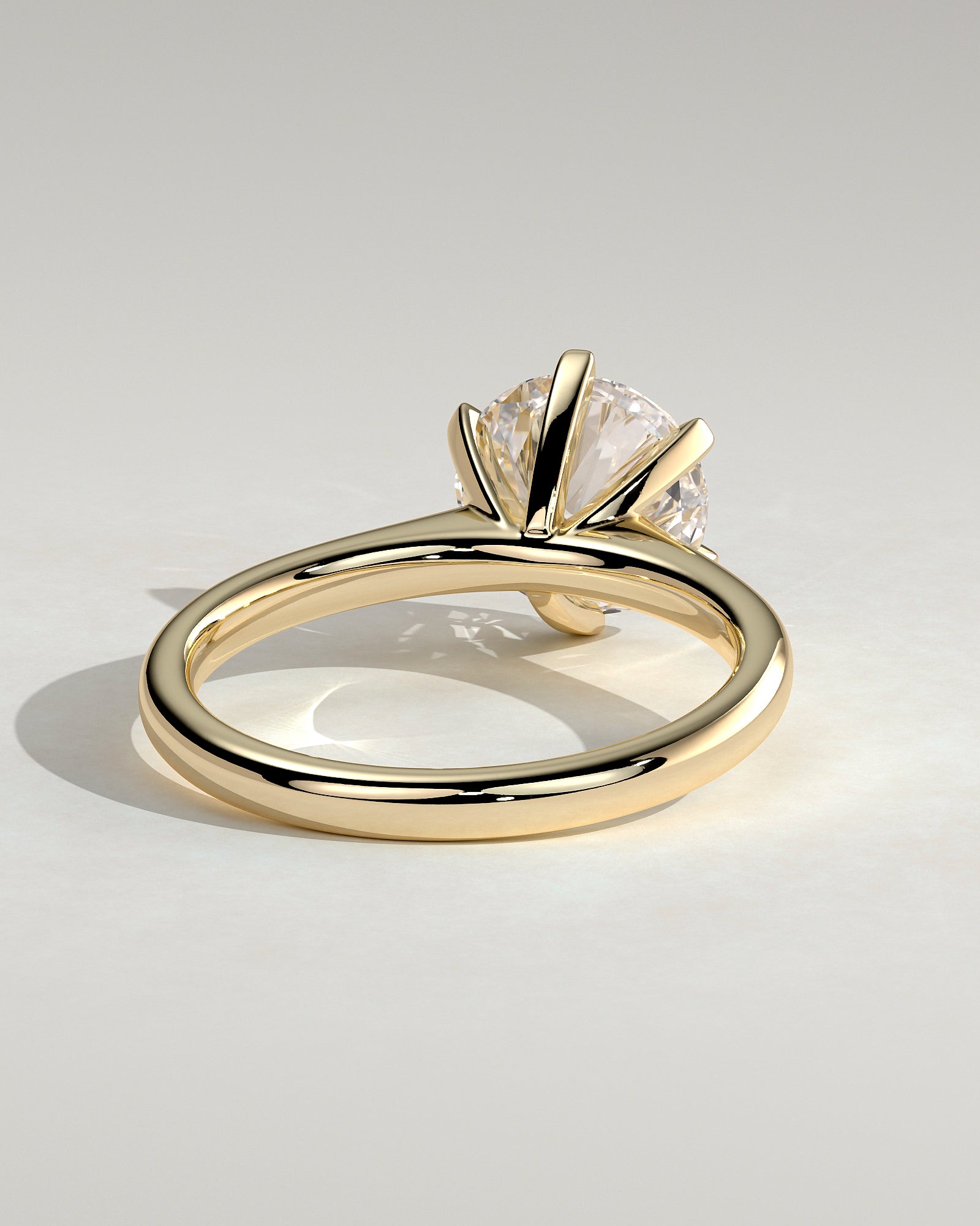 Gabrielle - Round Claw Solitaire with Square Tips and Solid Cathedral High Setting Engagement Ring - Yellow Gold - Yellow Gold 2ct