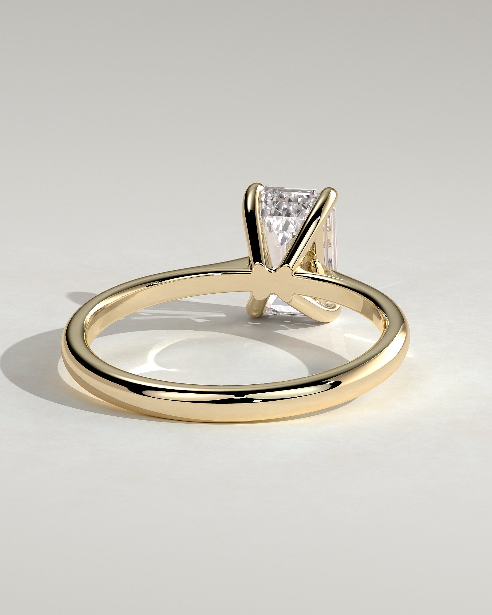 Freya - Emerald Claw Solitaire with Tapered Band and Cathedral Low Setting Engagement Ring - Yellow Gold - Yellow Gold 2ct