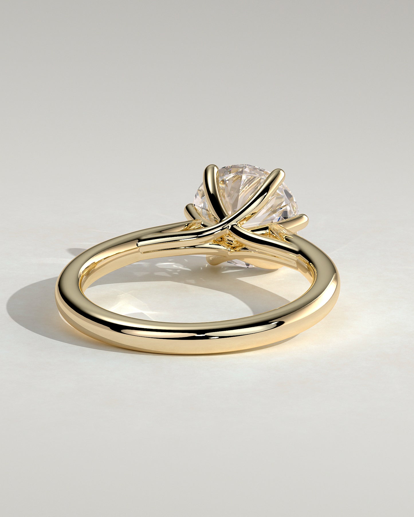 Delilah - Round Claw Solitaire with Open Trellis Gallery and Cathedral Low Setting Engagement Ring - Yellow Gold - Yellow Gold 2ct
