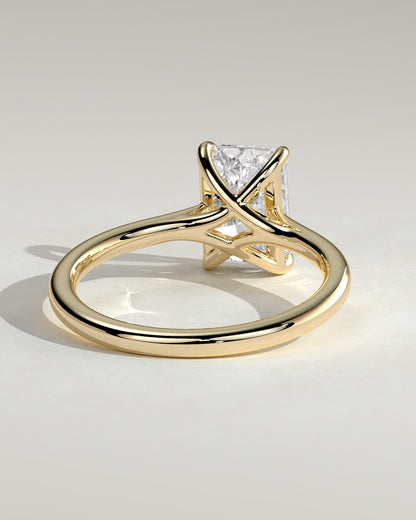 Dakota - Radiant Claw Solitaire with Cathedral Low Setting and Open Trellis Gallery Engagement Ring - Yellow Gold
