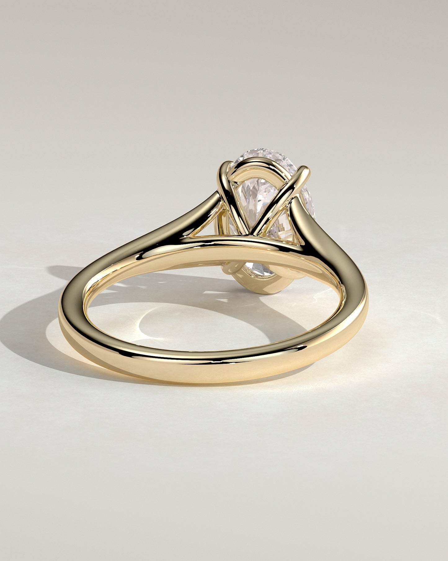 Blair - Oval Claw Solitaire with Split Shank and Cathedral High Setting Engagement Ring - Yellow Gold - Yellow Gold 2ct