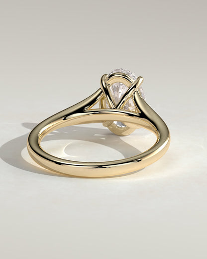Blair - Oval Claw Solitaire with Split Shank and Cathedral High Setting Engagement Ring - Yellow Gold