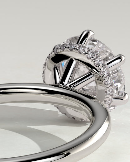 Aria - Round Claw Solitaire with Wrap Around Hidden Halo Engagement Ring - Platinum - platinum - Lara Jewels