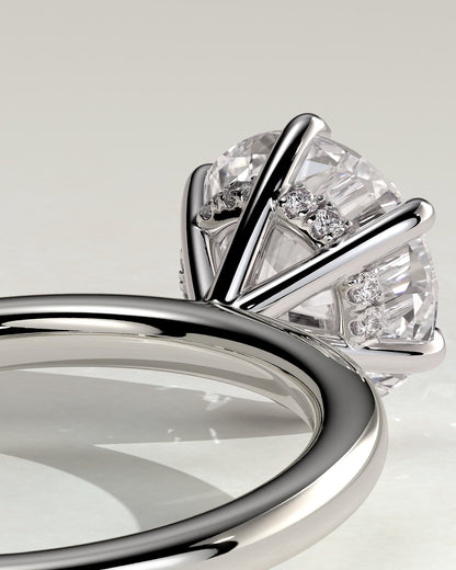 Anna - Round Claw Solitaire with Hidden Halo Engagement Ring - Platinum