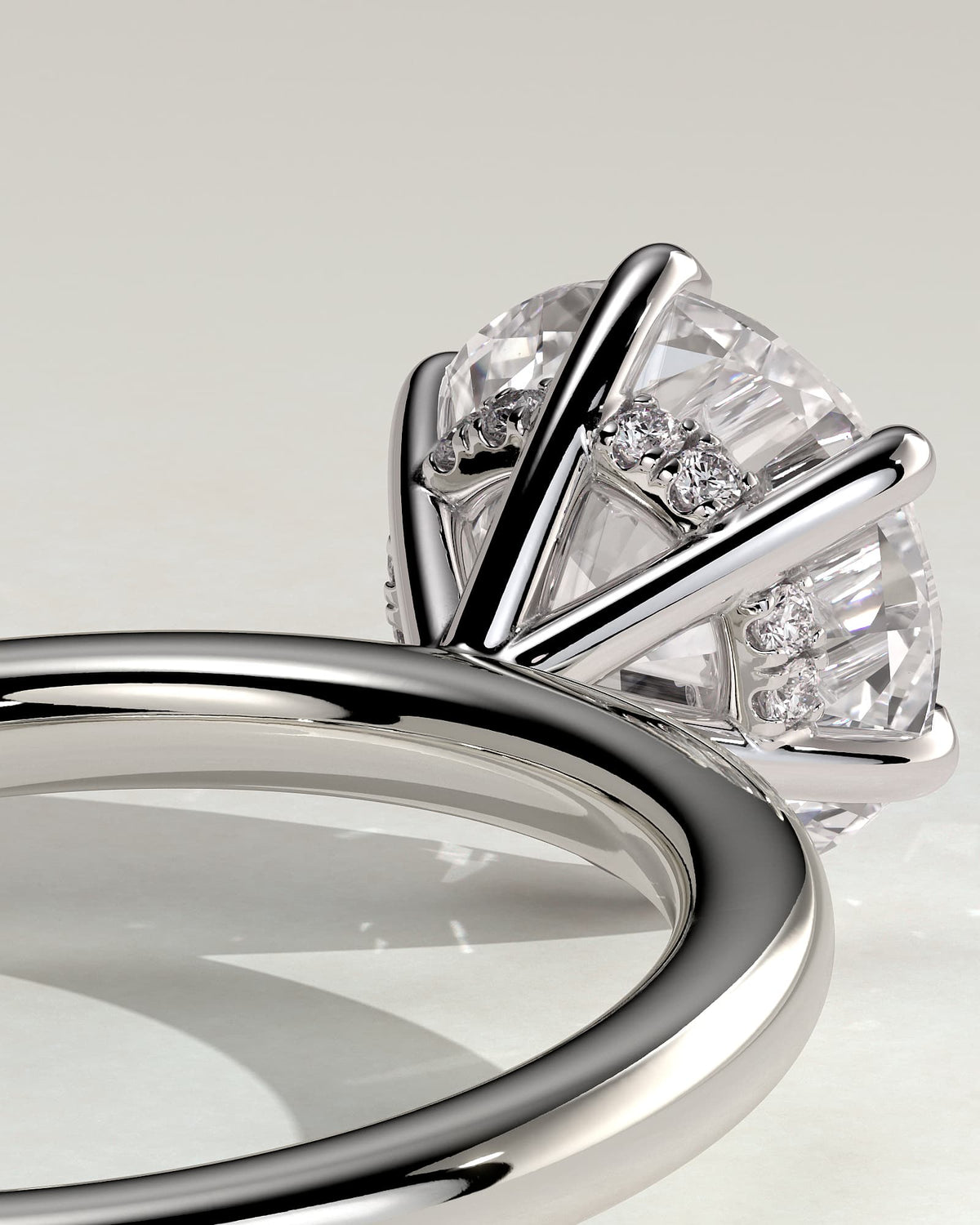 Anna - Round Claw Solitaire with Hidden Halo Engagement Ring - White Gold - white gold - Lara Jewels