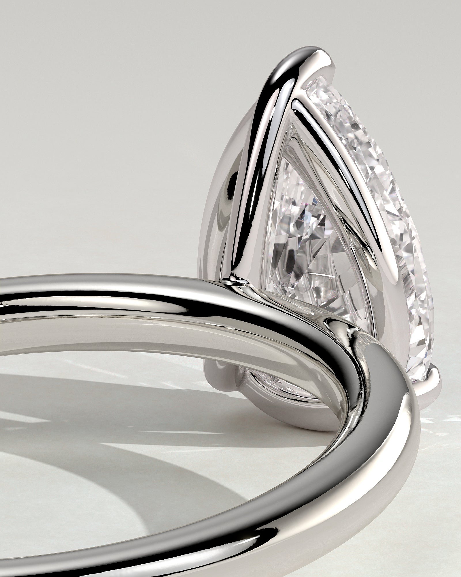 Amy - Pear Claw Solitaire Engagement Ring - Platinum - White Gold / Platinum 2ct