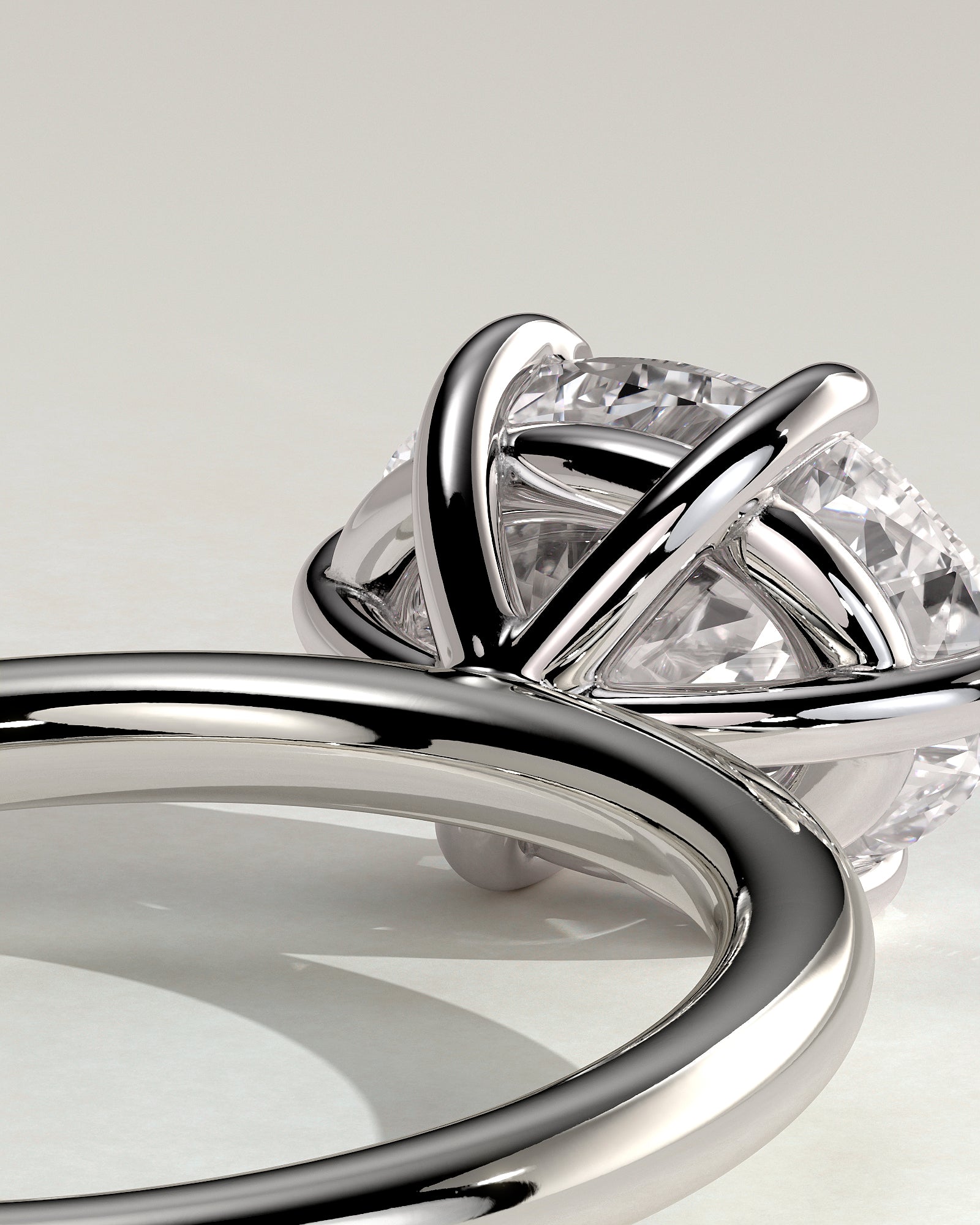 Allison - Oval East West Claw Solitaire Engagement Ring - Platinum - White Gold / Platinum 2ct