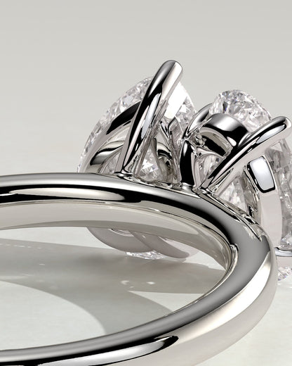 April - Pear and Oval Claw Toi et Moi Engagement Ring - Platinum - platinum - Lara Jewels