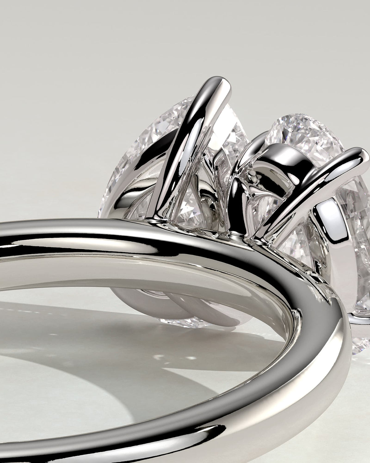 April - Pear and Oval Claw Toi et Moi Engagement Ring - White Gold - white gold - Lara Jewels