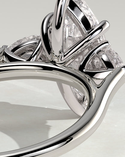 Chantelle - Marquise Claw Trilogy with Pear Side Stones and Cathedral Setting Engagement Ring - Platinum