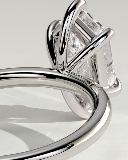 Cynthia - Classic Elongated Hexagon Claw Solitaire Engagement Ring - Platinum