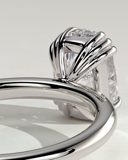 Helena - Elongated Cushion Triple Claw Solitaire Engagement Ring - White Gold