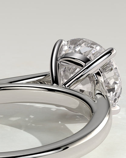 Georgia - Round Claw Solitaire with Flat Band and Cathedral High Setting Engagement Ring - White Gold