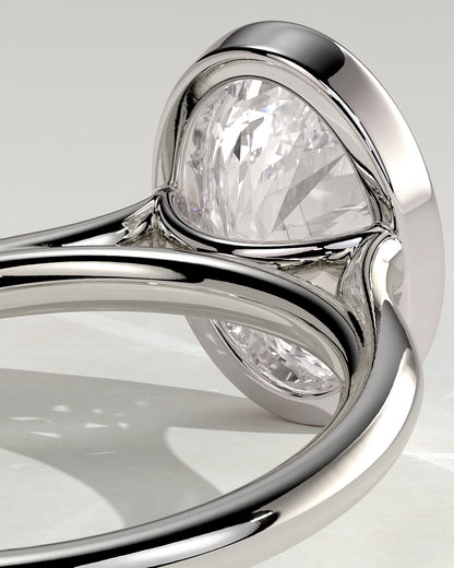 Daphne - Oval Bezel Solitaire with Cathedral High Setting Engagement Ring - Platinum