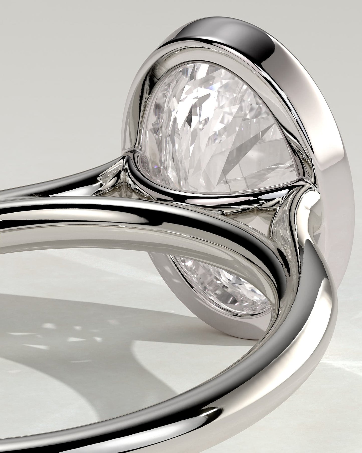 Daphne - Oval Bezel Solitaire with Cathedral High Setting Engagement Ring - White Gold