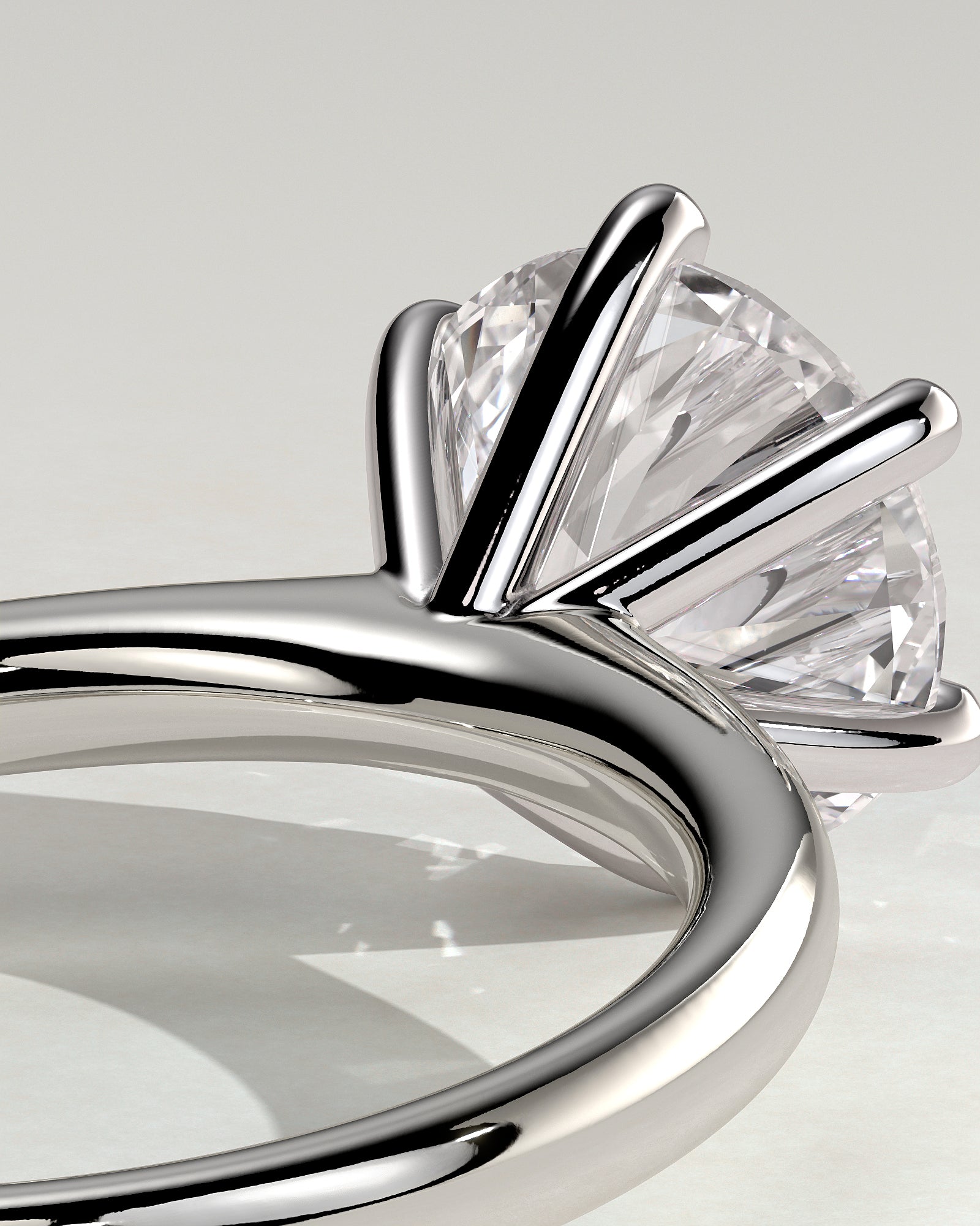 Daniela - Round Claw Solitaire with Solid Cathedral High Setting Engagement Ring - Platinum - White Gold / Platinum 2ct