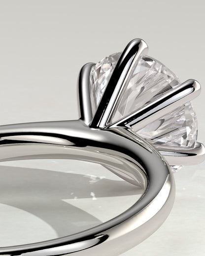 Daniela - Round Claw Solitaire with Solid Cathedral High Setting Engagement Ring - Platinum