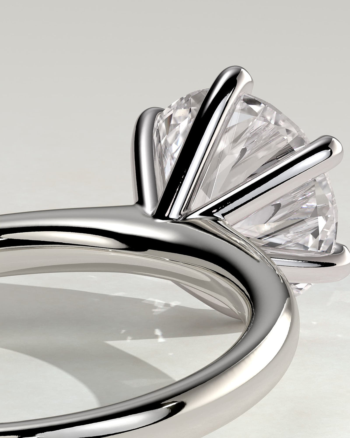 Daniela - Round Claw Solitaire with Solid Cathedral High Setting Engagement Ring - White Gold