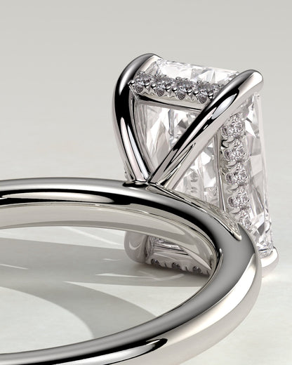 Carly - Radiant Claw Solitaire with Hidden Halo Engagement Ring - Platinum