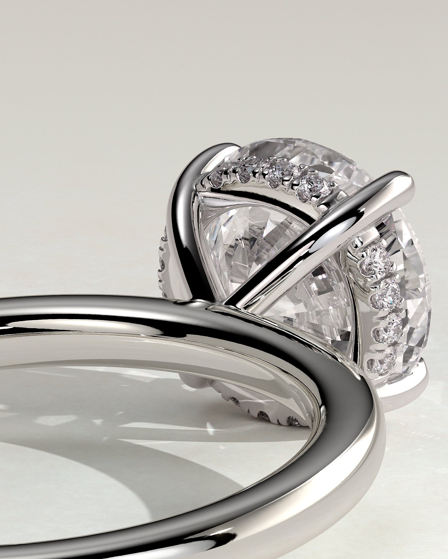 Bindi - Round Claw Solitaire with Hidden Halo Engagement Ring - Platinum - White Gold / Platinum 2ct