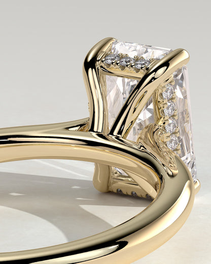 Ari - Radiant Claw Solitaire with Hidden Halo, Tapered Band and Cathedral High Setting Engagement Ring - Yellow Gold - yellow gold - Lara Jewels