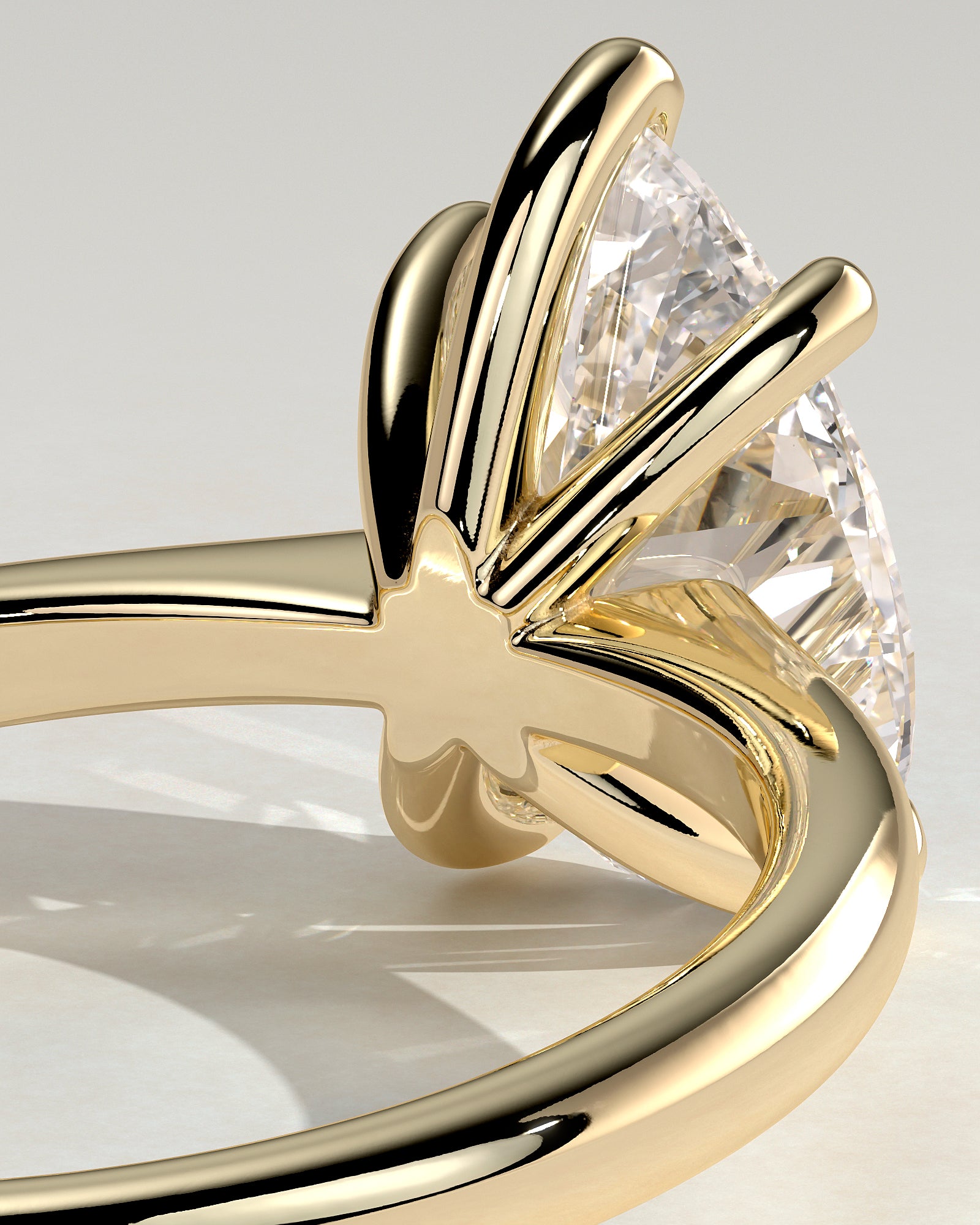 Aspen - Pear Claw Solitaire with Pinched Tapered Band and Cathedral Low Setting Engagement Ring - Yellow Gold - Yellow Gold 2ct